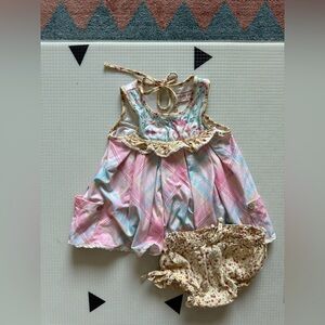 Cheeky Plum|Baby girl,toddler pastel Floral matching set Short sleeve & bloomers